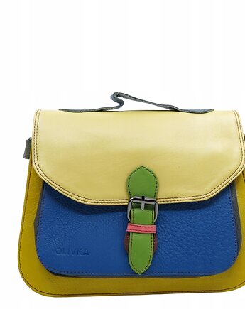 Torebka do ręki na ramię skórzana damska oryginalna kolorowa OLIVKA, Olivka Warsaw