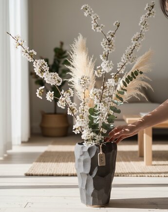 Duży wazon na kwiaty, dekoracyjny obiekt ceramiczny, styl minimalistyczny, umi ceramika