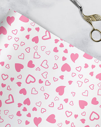 papier do pakowania -  Pink hearts- P-082w, Wrap and Pack