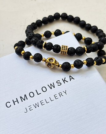 Zestaw męskich bransoletek Lawa i Hematyt, Chmolowska Jewellery