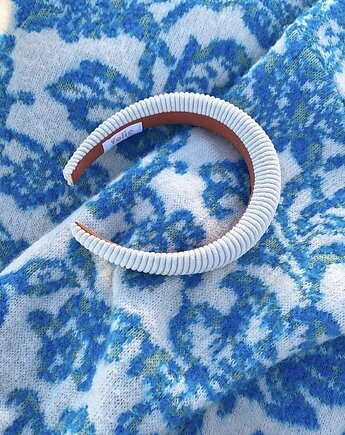 Sztruksowa opaska na gąbce Off-white z rudą tasiemką, Volie Line