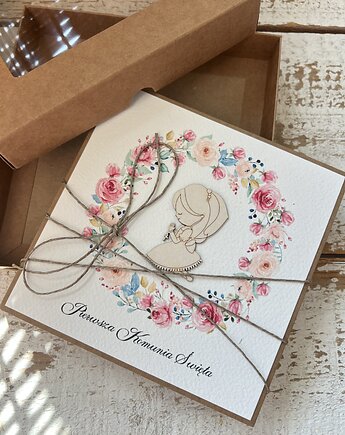 Kartka na komunię ręcznie robiona - Pamiątka Komunii