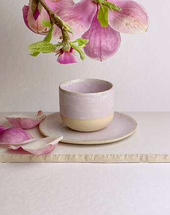 Czarka z podstawką Magnolia / 180 ml, biały królik ceramika
