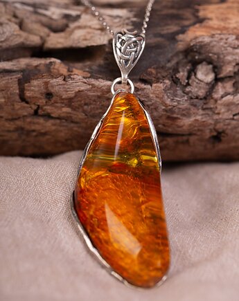 Wisiorek srebrny z naturalnym bursztynem bałtyckim, Andorii by Baco