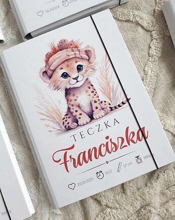 TECZKA LWIĄTKO z metryczką, prezent na roczek, narodziny, Chrzest, LOO LOO DREAM