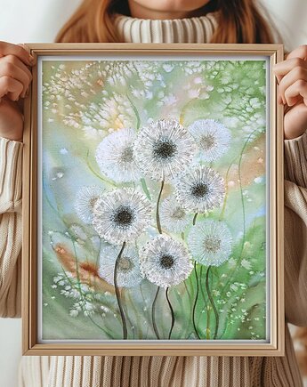 Promo! Oryginalna akwarela. Dmuchawce 40x50cm, Malgorzata Domanska