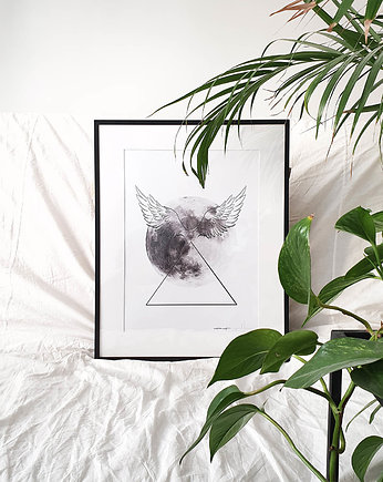 moon girl minimalistyczny plakat z ksieżycem, zew.gallery