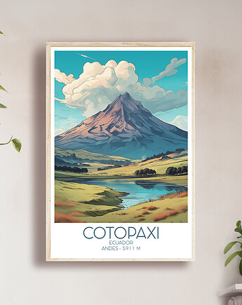 Ekwador - Cotopaxi, Andy - Plakat, pamiątka dla podróżnika, Black Sapphire Art