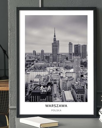 Plakat  czarno biały - MIASTO PANORAMA WARSZAWY, raspberryEM