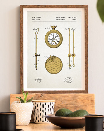 Zegarek - patent - plakat 50x70 cm, minimalmill