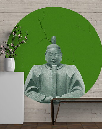 Mural DOTS Kusonoki ZIELONY-  okrągła dekoracja ścienna, Ravenart