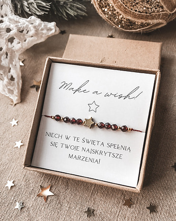 Bransoletka Make a wish bordowa z granatem prezent na Święta, Tiny Stone