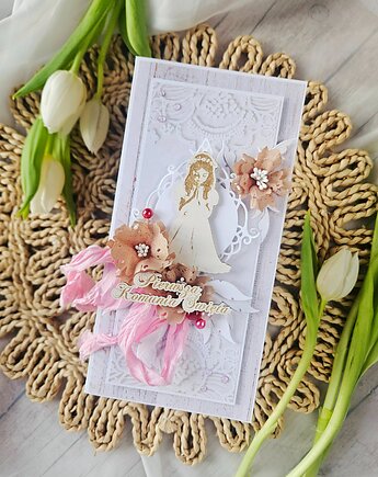 Kartka komunijna dla dziewczynki, papierololo