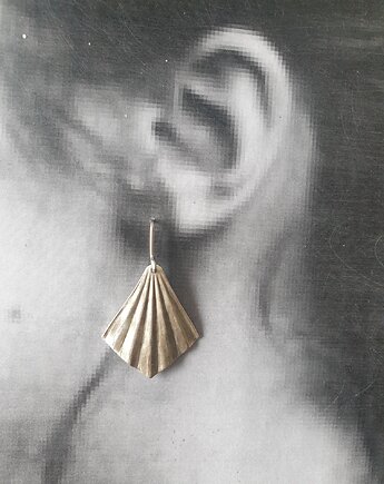 Kolczyki ORIGAMI małe wachlarze, mosiądz posrebrzany