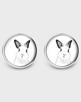 Kolczyki sztyfty - Królik - grafika, yenoo