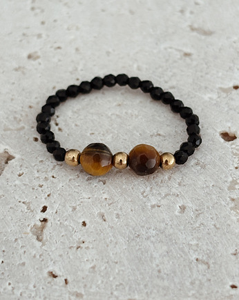 Pierścionek elastyczny Onyks, Chmolowska Jewellery