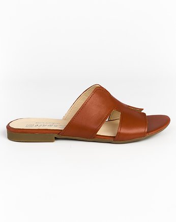 KLAPKI NA MIĘKKIEJ PODESZWIE-SKÓRA NATURALNA-MODEL 371-K. BRĄZOWY LICO, Zapato