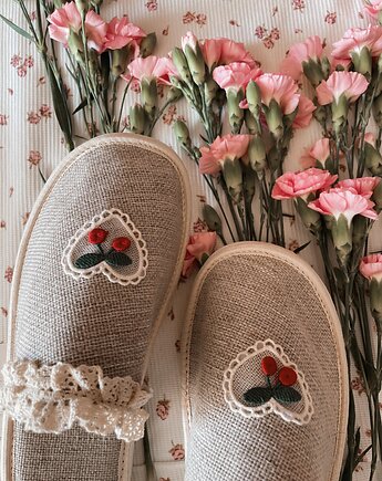 Kapcie damskie wiśnie walentynki, Apollie&co