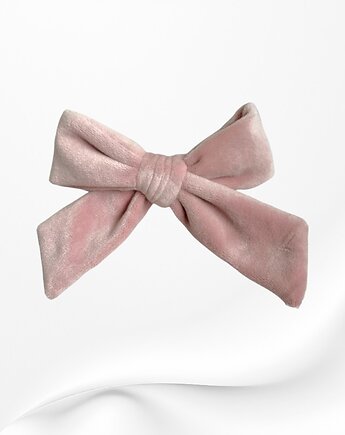 Spinka do włosów kokardka duża welurowa różowa jasna