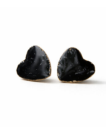 Duże ceramiczne kolczyki "Czarne serca", Gliniana Koniczynka