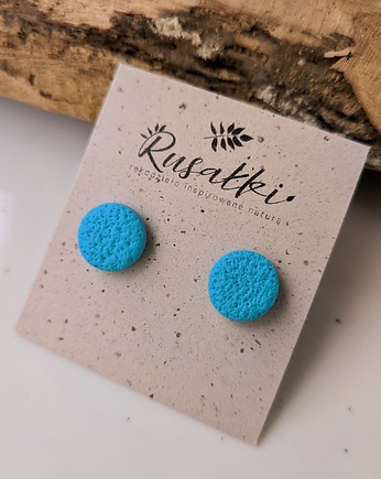 Niebieskie kolczyki sztyfty kropki, turkusowa biżuteria minimalistyczna, Dary Rusałki