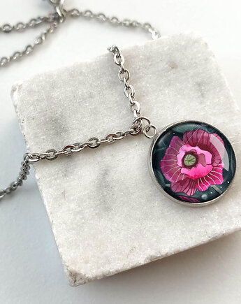 Magenta Poppy naszyjnik dla dziewczynki, muamua design