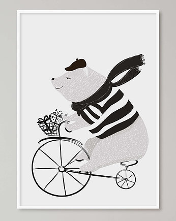 Plakat dla dziecka "Miś na rowerze", Pas De LArt