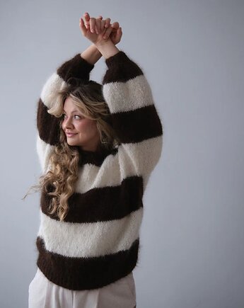 Sweter Duo z alpaki suri z merynosem, handmade, Sirka Handmade