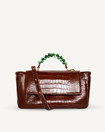 "Audrey M+" skóra tłoczona na wzór krokodyla z fasetowanym malachitem, Hedonism
