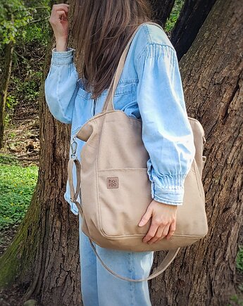 Lazy bag Pocket  torba ciemnobeżowa bawełniana eco, hairoo