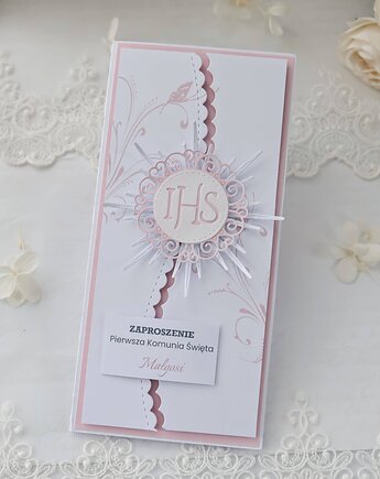 Zaproszenie komunijne dla dziewczynki różowe, Osobiste Prezenty