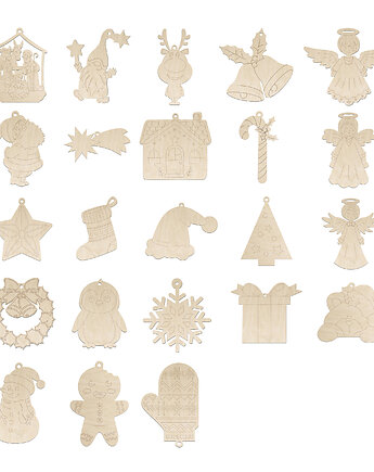 Zawieszki Scrapki Świąteczne Kształty do Malowania SCRAPBOOKING MIX 100 SZT, smxdsgn