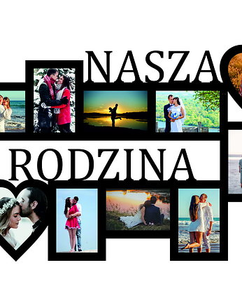 Multirama ramka na zdjęcia z napisem Nasza Rodzina mdf 11 zdj serca, Wajdrew