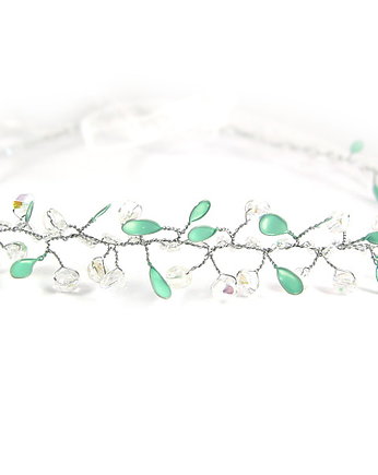 Miętowa opaska ślubna - tiara Airy, PiLLow Design