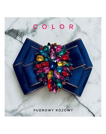 Brosza z kolekcji COLOR  z kolorowym kryształem, Pudrowy Różowy