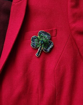 Broszka SYMBOL Koniczyna Crystal Green, Koło Serca
