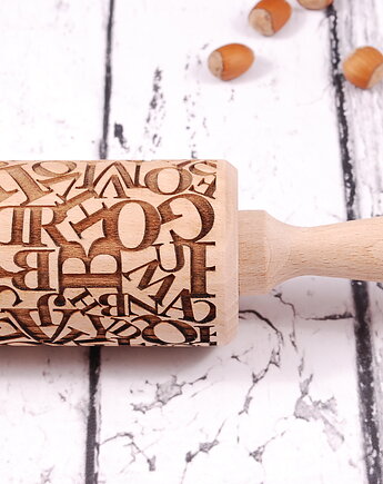 CRAZY WORDS - grawerowany wałek do ciasta, MOOD for WOOD