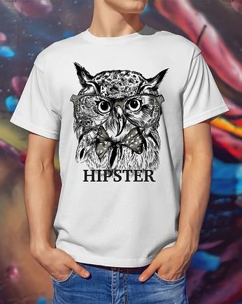 Koszulka  z nadrukiem Hipster owl, ART ORGANIC