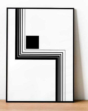 Obraz nowoczesny "Black square"50x70 czarno biały oprawiony, Arte perfecto
