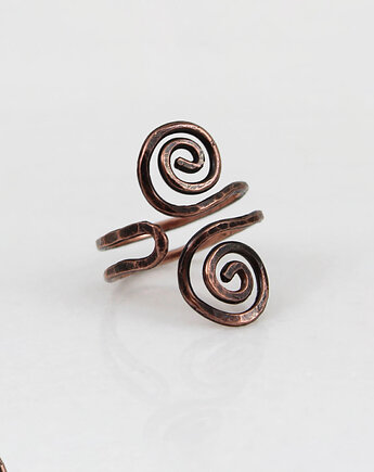 Wężowy - rozm. M - miedziany pierścionek - unikat, Caltha