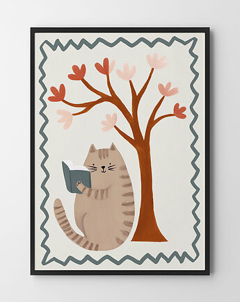 Zaczytany Kot  - plakat dziecięcy, HOG STUDIO