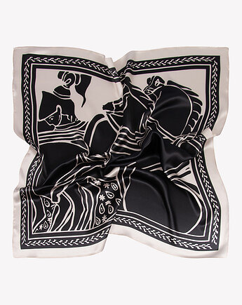 Apaszka jedwabna damska czarna 100% jedwab 70x70 cm, ALLORA BE UNIQUE