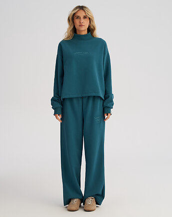 Bluza z golfem WIDE FIT ciemny morski, HARP TEAM