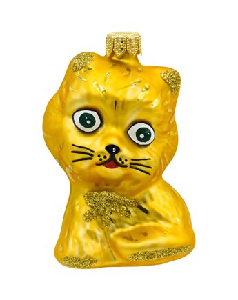 Bombka choinkowa: Uroczy kotek: żółty, Syn Bombkarza