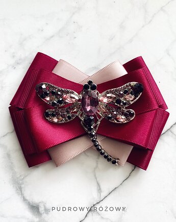 Brosza z ogromną Ważką z kryształkami NEW, Pudrowy Różowy