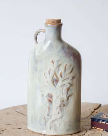 Butelka płaska z motywem roślinnym, studnia ceramiczna