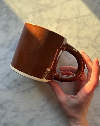 Duży Ceramiczny Czekoladowy Kubek  Handmade 420 ml Chocolate Brown, Maison Fragile