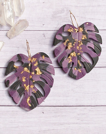 S A L E : UNIKATOWE kolczyki z żywicy : monstera, kaktusia