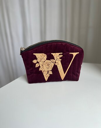 Pikowana kosmetyczka z monogramem, RUDNIK