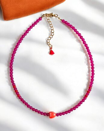 Choker : energy : summer collection : jadeit i ceramiczne serduszko, kaktusia